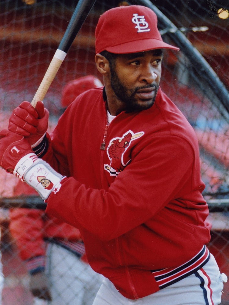 Ozzie Smith in batting cage