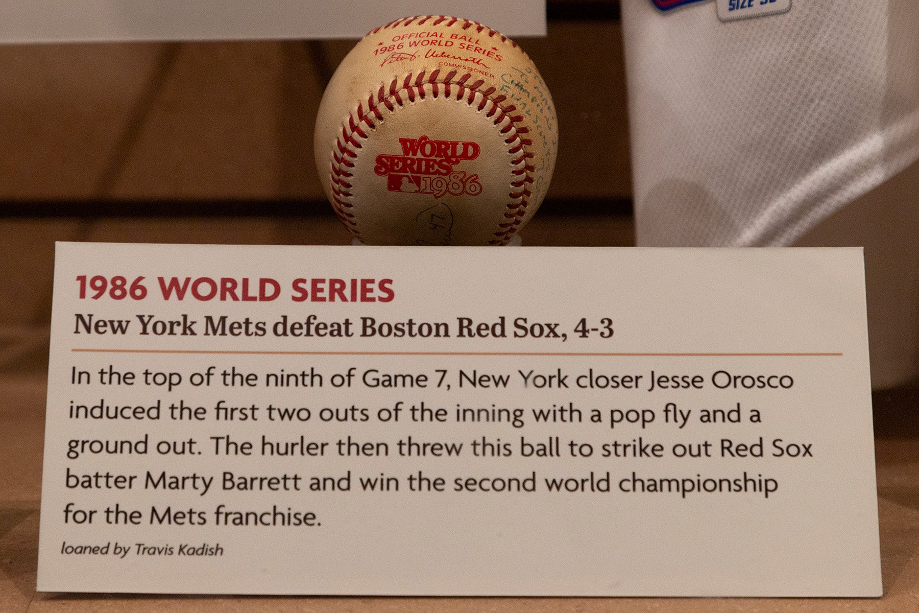 1986 World Series final out ball on exhibit