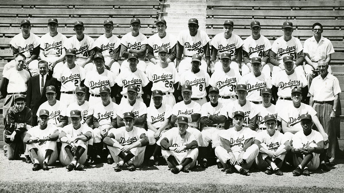 Team portrait of 1958 Los Angeles Dodgers