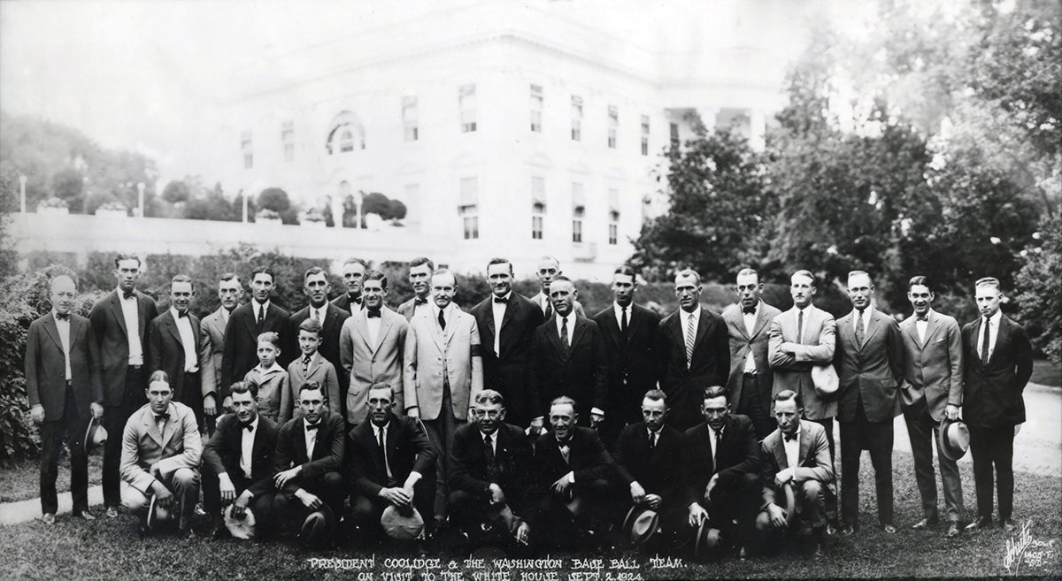 President Calvin Coolidge welcomes 1924 Washington Senators at the White House