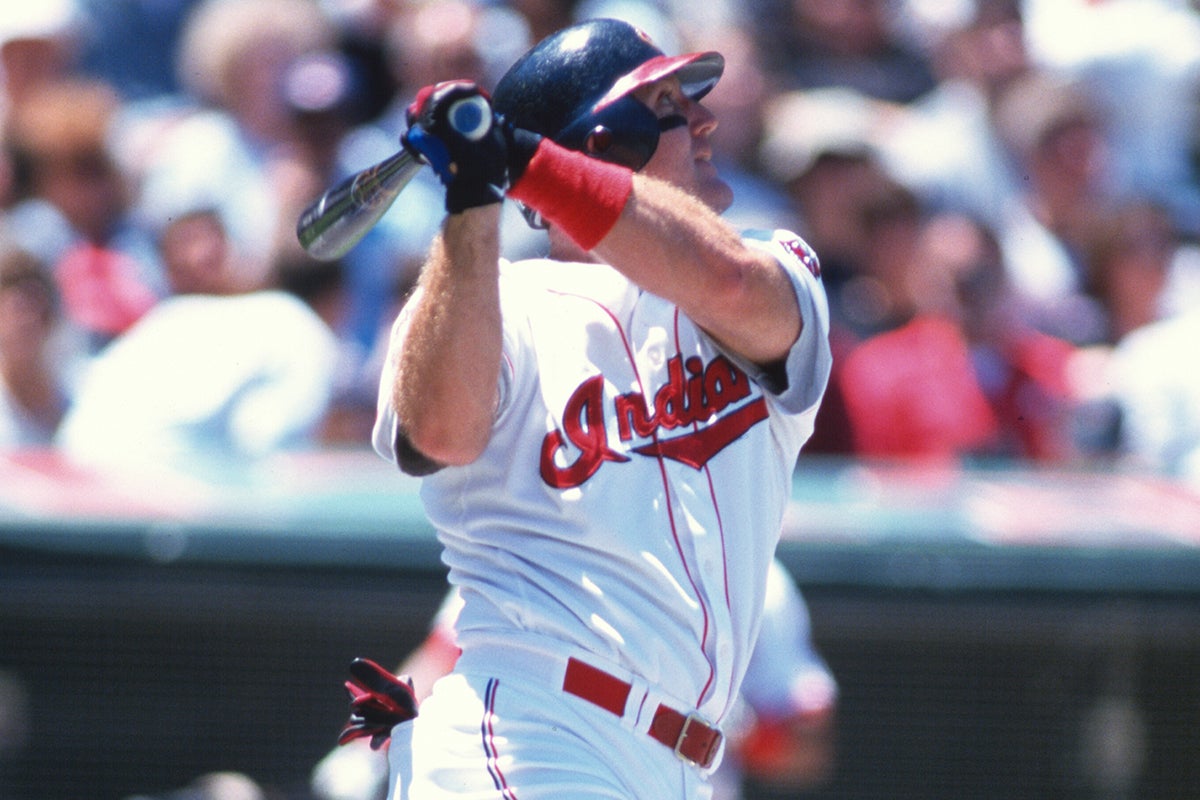 Jim Thome in his left-handed swing with Cleveland