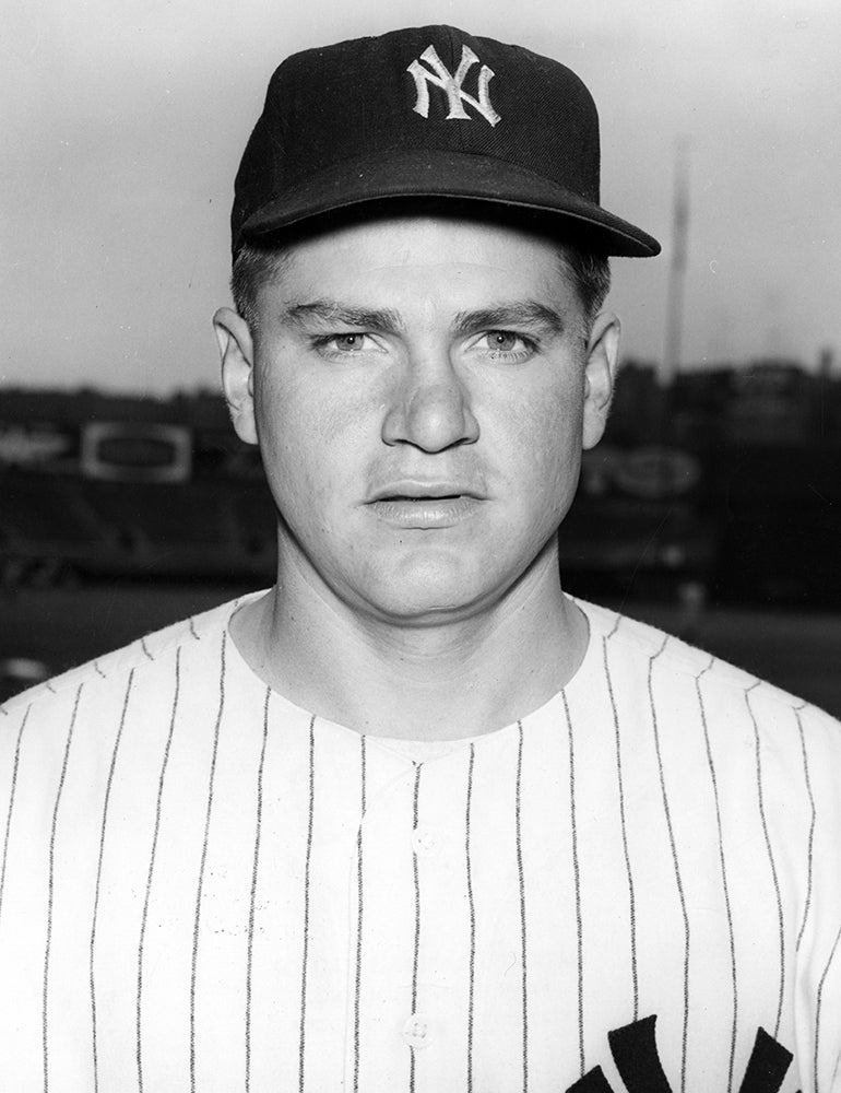 Portrait of Bob Turley wearing home Yankees uniform