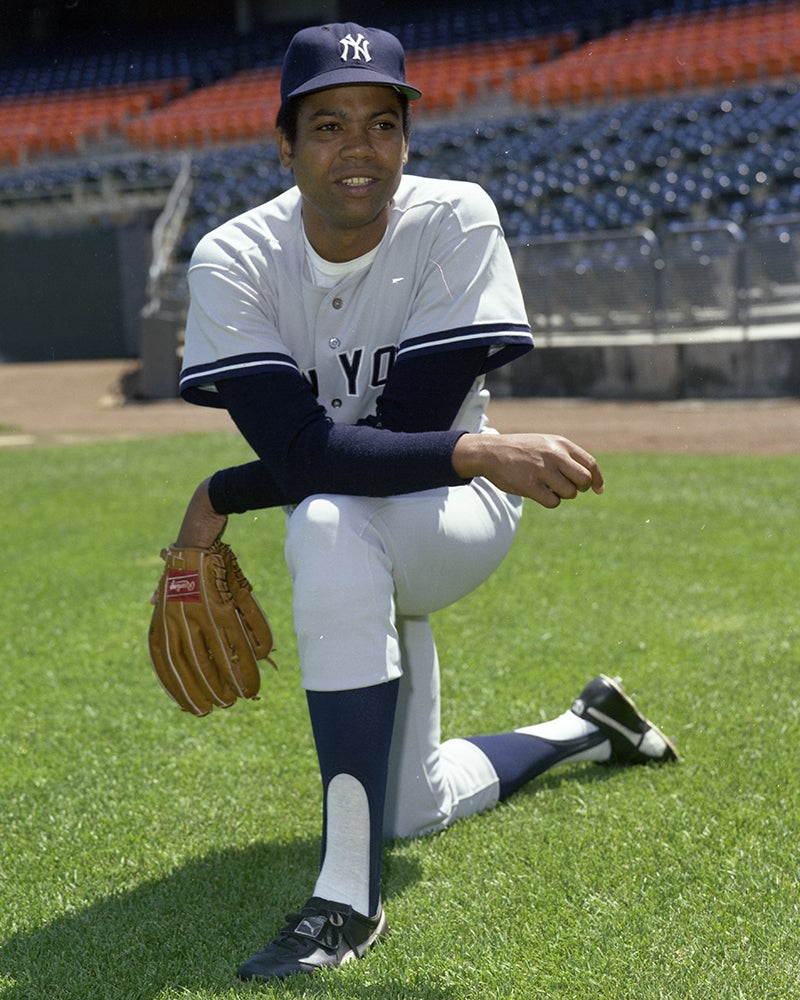 Posed portrait of Dock Ellis in New York uniform