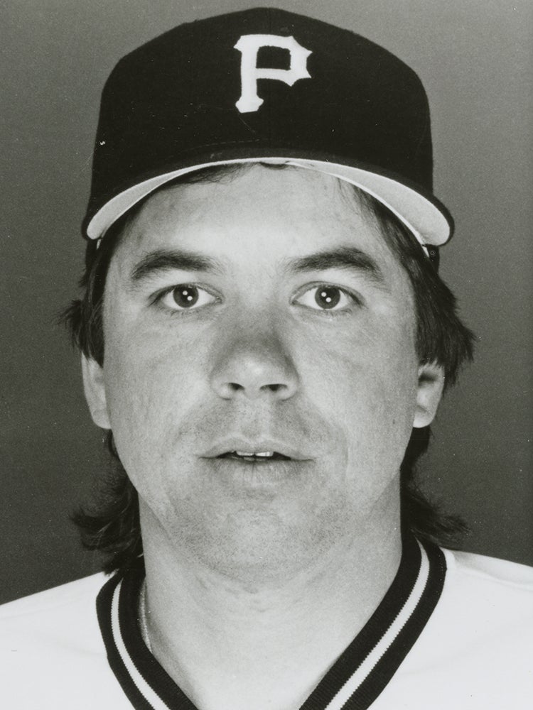 Head and shoulders portrait of Bob Walk in Pirates uniform