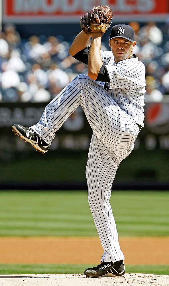 Javier Vázquez pitches for Yankees