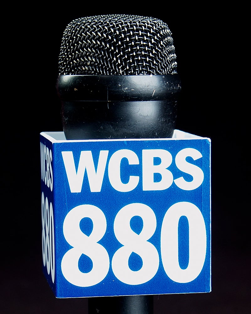 Microphone with WCBS 880 flag