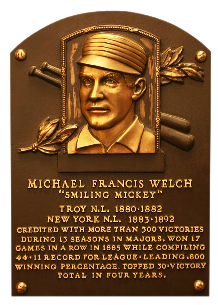 Mickey Welch Hall of Fame plaque