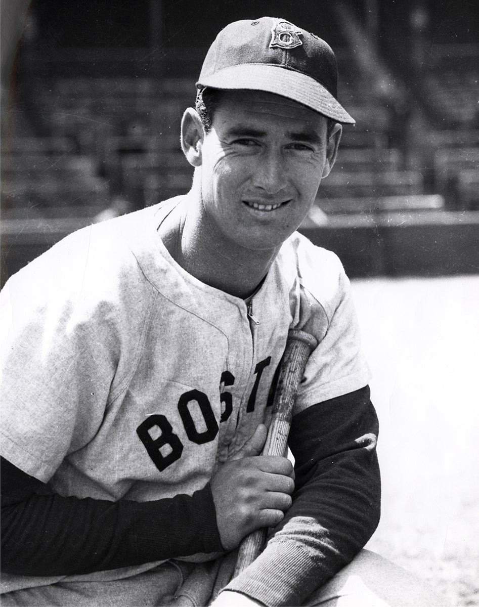 Black and white portrait of Ted Williams