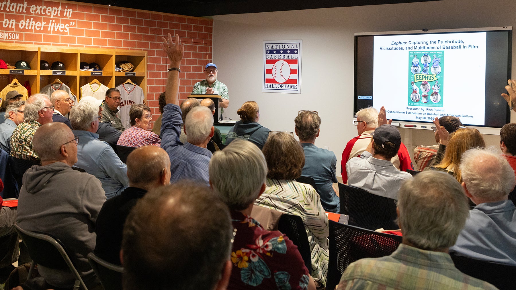 Presenter speaks in Bartholomay Baseball Discovery Zone during 2026 Cooperstown Symposium