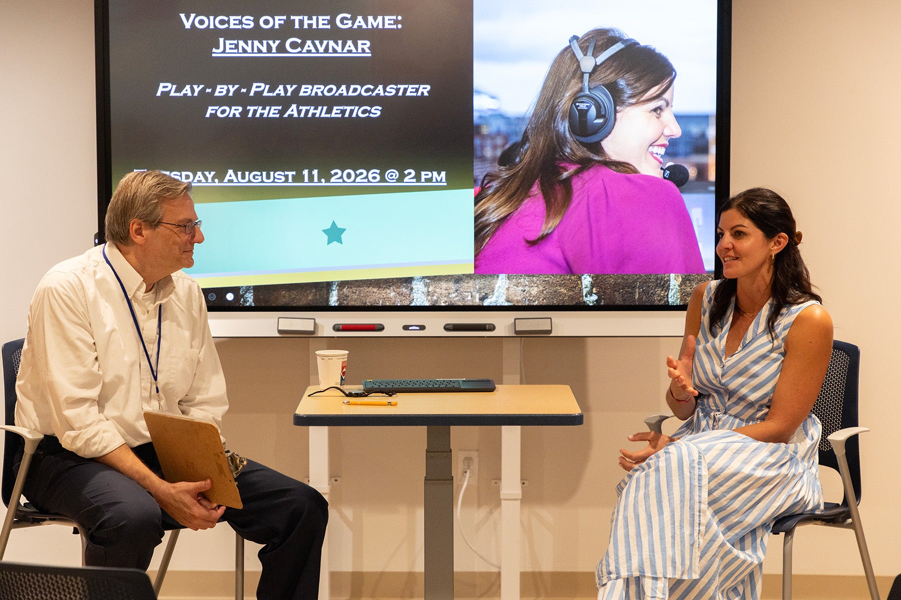Jenny Cavnar speaks during Voices of the Game program