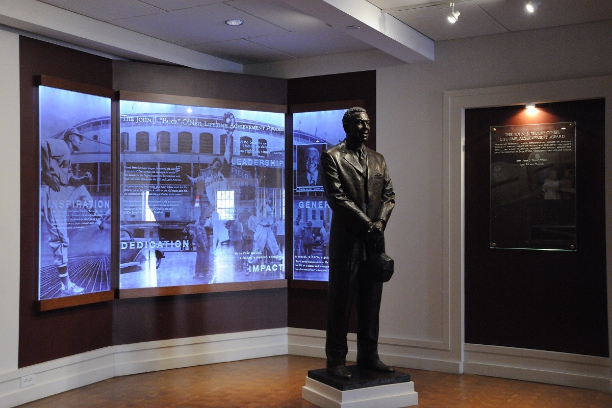 The Buck O'Neil statue and display