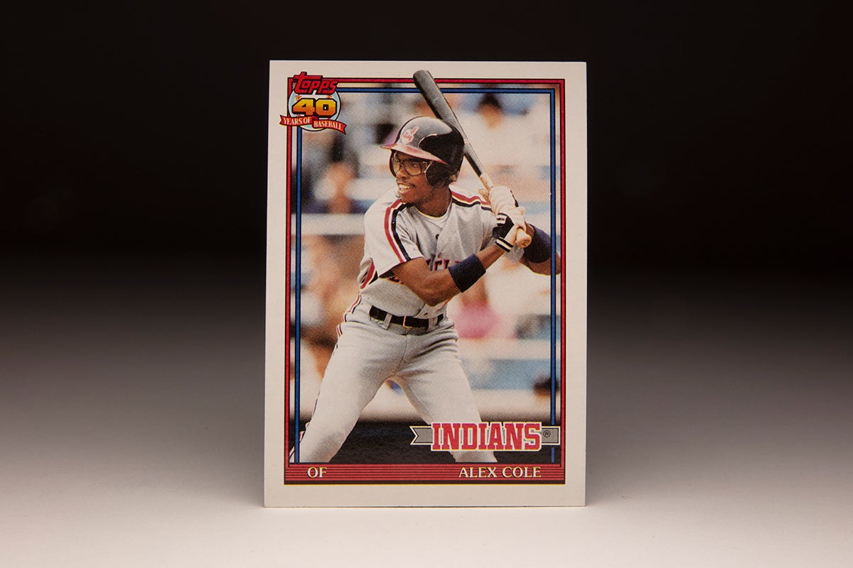 Front of 1991 Topps Alex Cole card