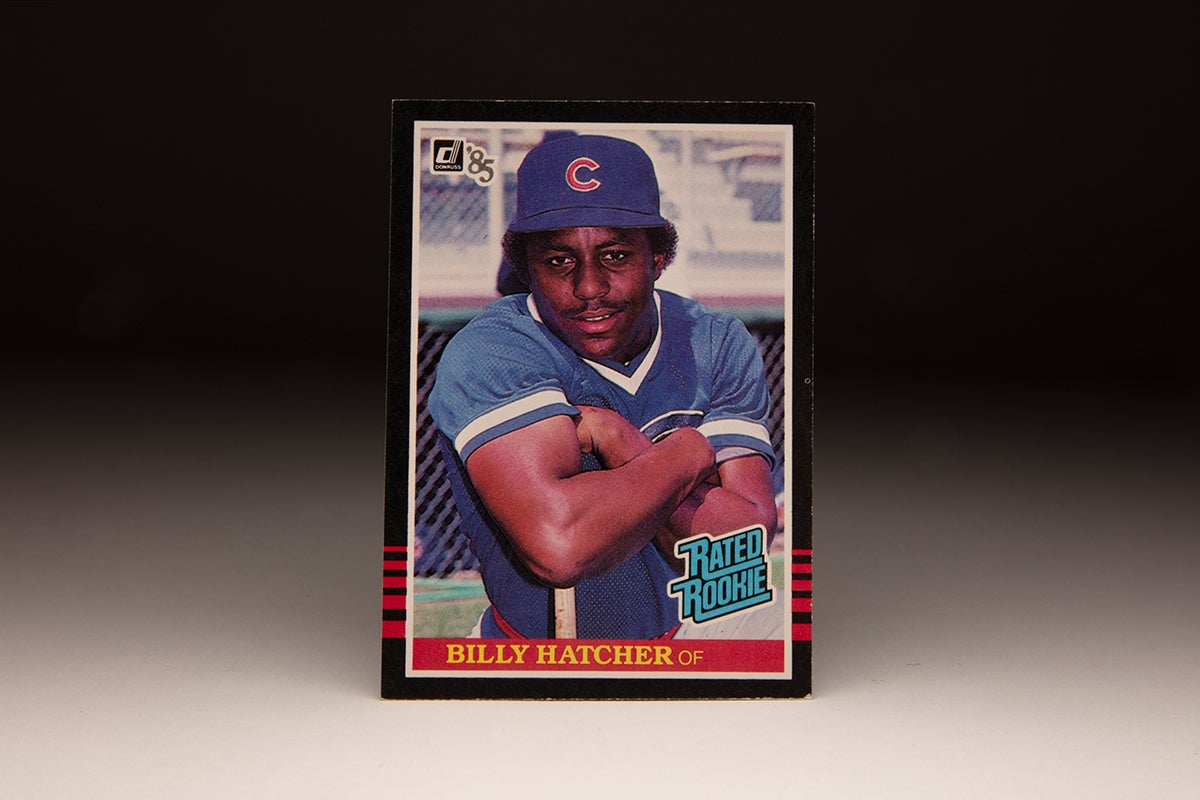 Front of 1985 Donruss Billy Hatcher card