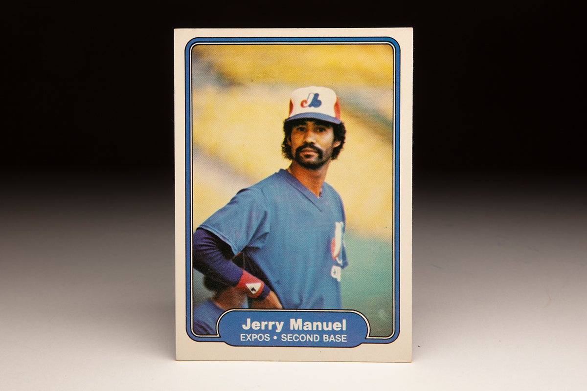 Front of 1982 Fleer Jerry Manuel card