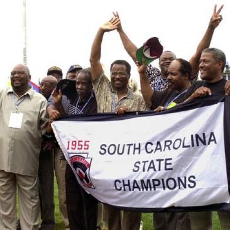 Members of the 1955 Cannon Street All Stars team at the 2002 Little League World Series.