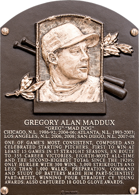 Greg Maddux Hall of Fame plaque