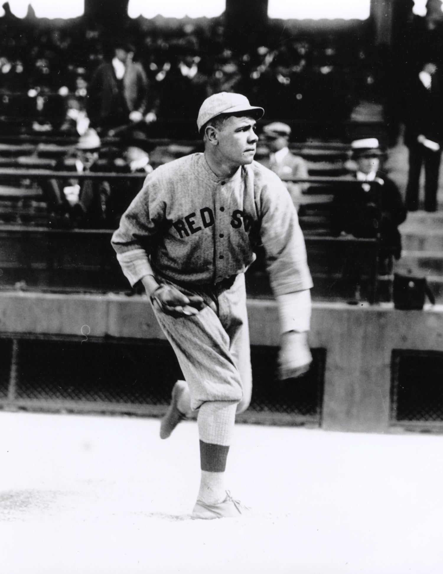 Babe Ruth of the Red Sox out-duels Walter Johnson 1-0 in 13 innings