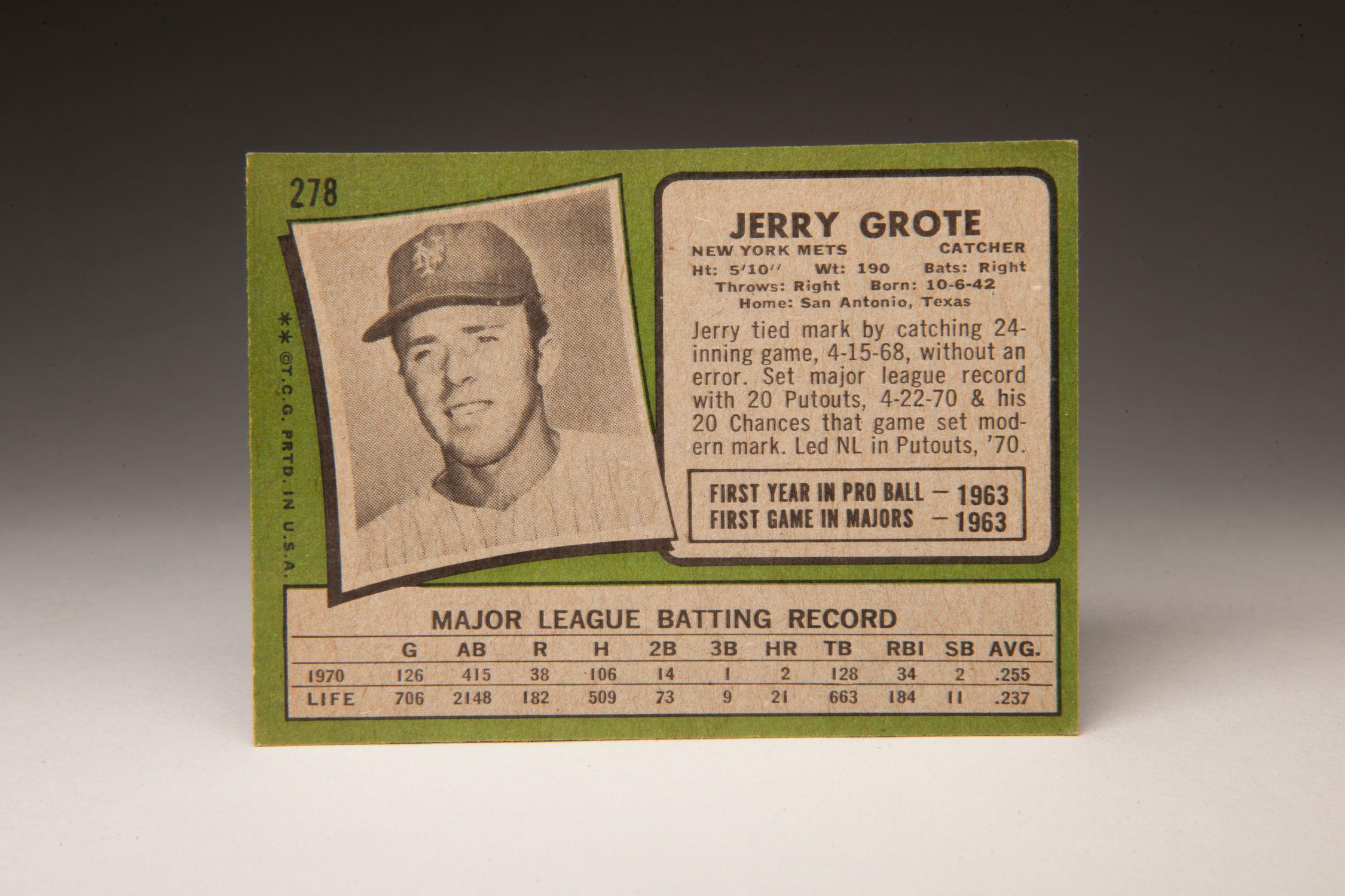 CardCorner: 1971 Topps Jerry Grote | Baseball Hall of Fame