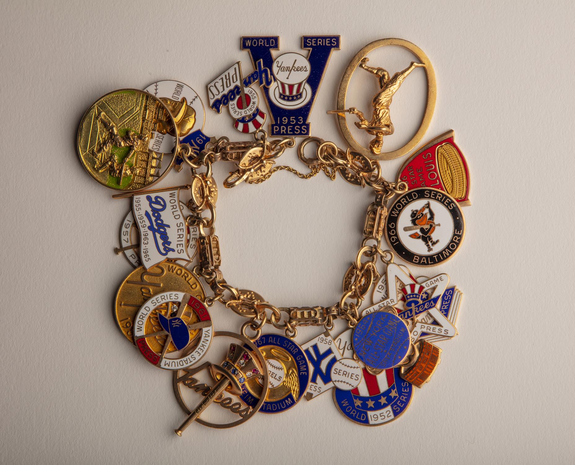 Vintage 1950's 1960s NY Yankees Baseball Charm Bracelet Letters Costume  Jewelry