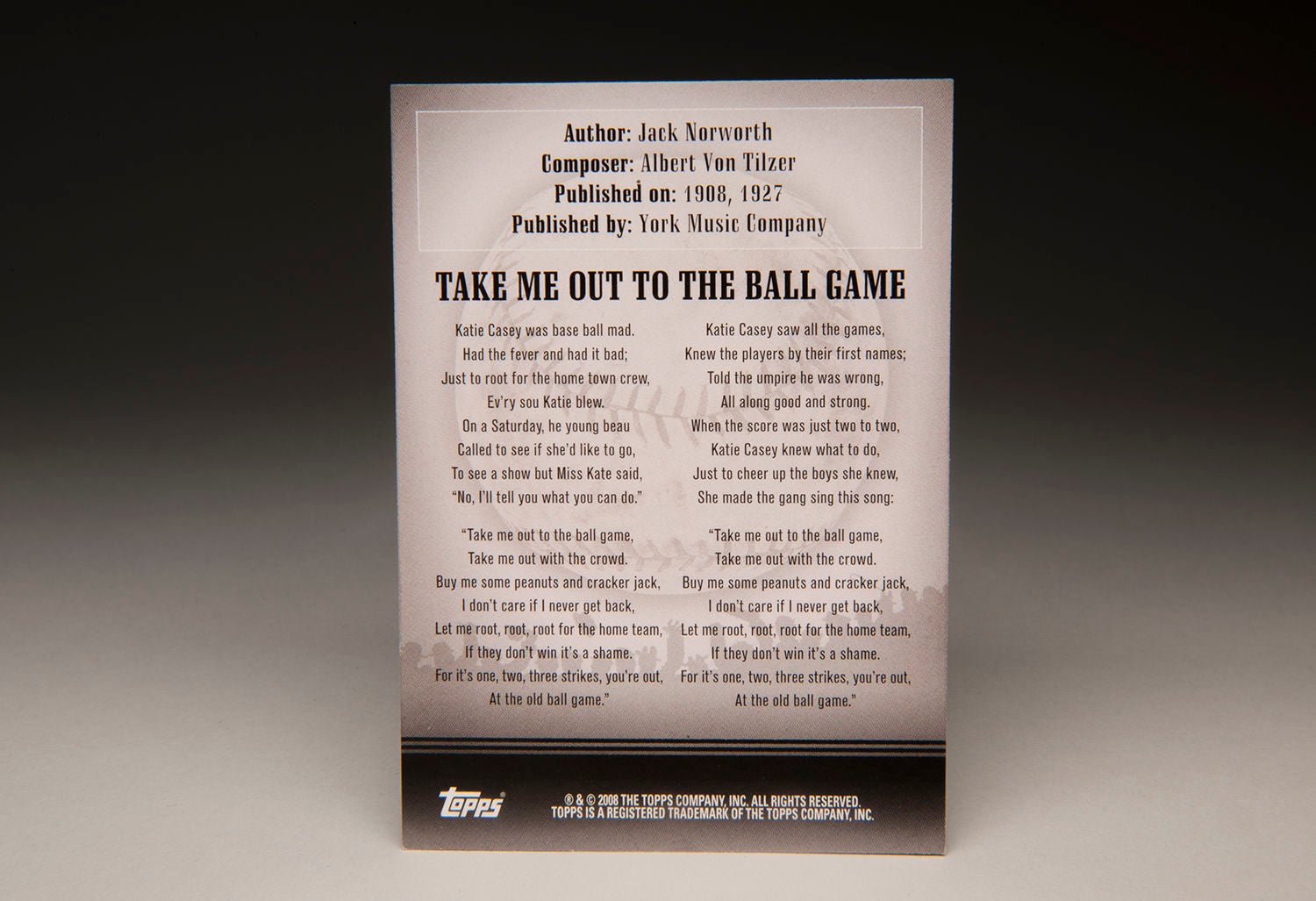 Popups Baseball S Greatest Hit Is Take Me Out To The Ballgame Baseball Hall Of Fame