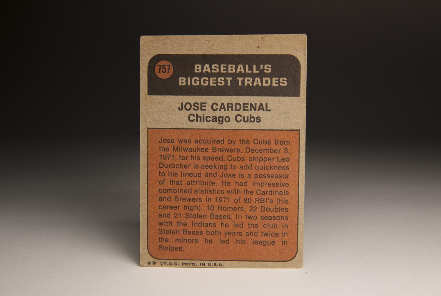 CardCorner: 1972 Topps José Cardenal