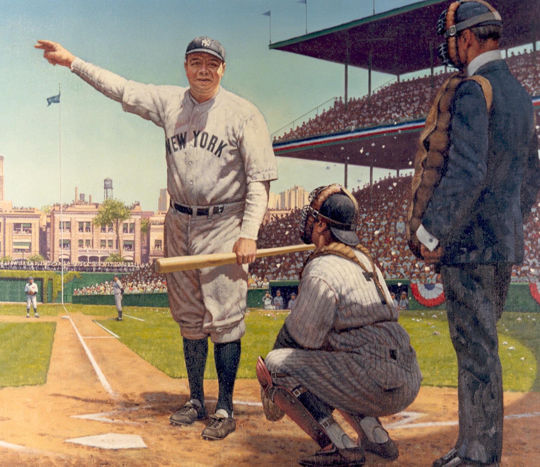 A detail from Robert Thom's painting depicting Babe Ruth’s "Calle...
