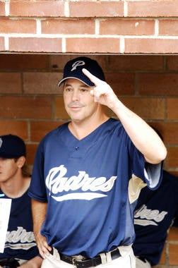 Future Hall of Famer Greg Maddux was ready to play for the Padres before rain forced the 2008 Hall of Fame Game to be canceled. (Milo Stewart Jr./National Baseball Hall of Fame and Museum)