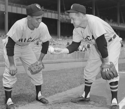 Luis Aparicio, left, and Nellie Fox teamed up as the White Sox's double play combination for the White Sox for seven seasons. (Osvaldo Salas/National Baseball Hall of Fame and Museum)
