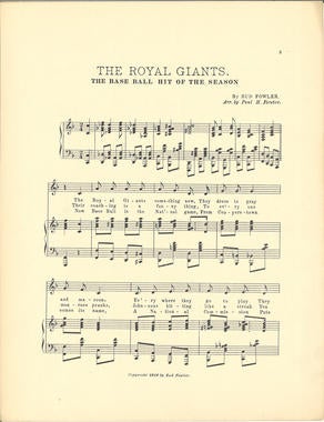 Page 1 of “The Royal Giants: The Base Ball Hit of the Season.” (National Baseball Hall of Fame and Museum)