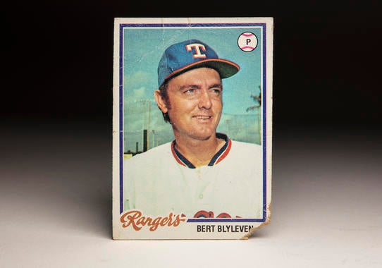 Bert Blyleven's 1978 Topps card featured him in a Rangers uniform – even though by then he had been traded to the Pittsburgh Pirates. (Milo Stewart Jr. / National Baseball Hall of Fame and Museum) 