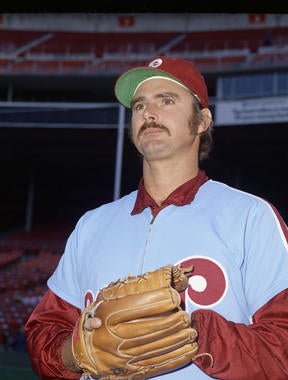 Steve Carlton, pictured above, was a teammate of John Denny’s on the Phillies. Carlton helped Denny harness his talent, leading to Denny winning the 1983 NL Cy Young Award. (Doug McWilliams / National Baseball Hall of Fame)  