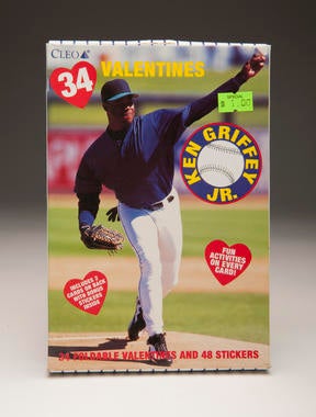 A Ken Griffey Jr. Valentine's Day card, featuring a rare appearance on the pitcher's mound. B-547-2011 (Milo Stewart, Jr. / National Baseball Hall of Fame)