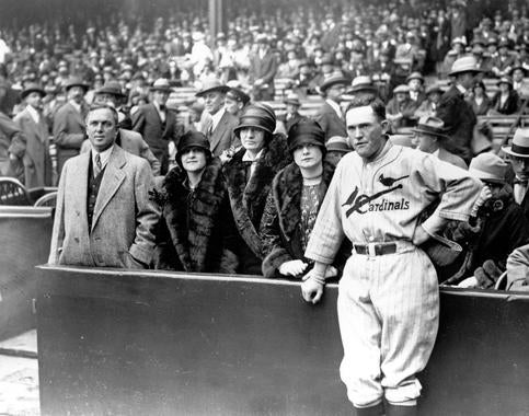 Cardinals owner Sam Breadon, left, named second baseman Rogers Hornsby as the team's manager on May 30, 1925. (National Baseball Hall of Fame and Museum)