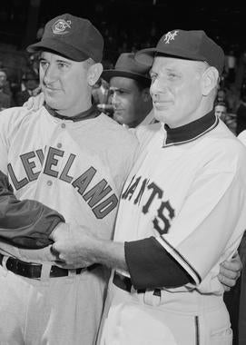 Al López and Leo Durocher led the Indians and Giants, respectively, to their league pennants in 1954. (Osvaldo Salas/National Baseball Hall of Fame and Museum)