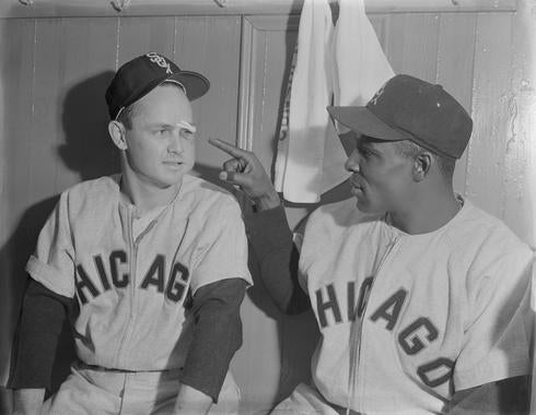 Minnie Miñoso, right, and Nellie Fox were teammates on the White Sox for nine seasons before becoming Hall of Fame teammates. (Osvaldo Salas/National Baseball Hall of Fame and Museum)