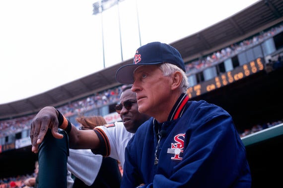 Phil Niekro managed the Colorado Silver Bullets baseball team from 1994-97. (Brad Mangin/National Baseball Hall of Fame and Museum)