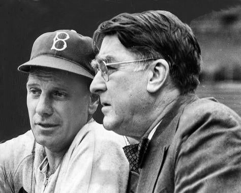 Branch Rickey (right) pictured alongside Dodgers manager and fellow Hall of Famer Leo Durocher. (National Baseball Hall of Fame and Museum) 