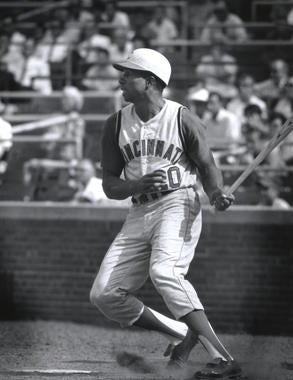 Hall of Famer Frank Robinson broke into the big leagues with the Reds and captured a Rookie of the Year Award and MVP Award with Cincinnati. (Don Sparks/National Baseball Hall of Fame and Museum)