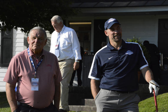 Hall of Famers Bobby Cox and John Smoltz enjoy a round of golf at Cooperstown’s Leatherstocking Golf Course during the 2015 Hall of Fame Weekend. Cox, who was then general manager for the Braves, helped bring Smoltz to Atlanta via trade in 1987. (Milo Stewart, Jr. / National Baseball Hall of Fame)