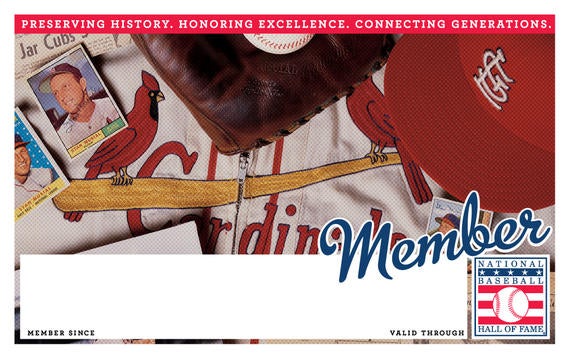 St. Louis Cardinals Hall of Fame Membership program card