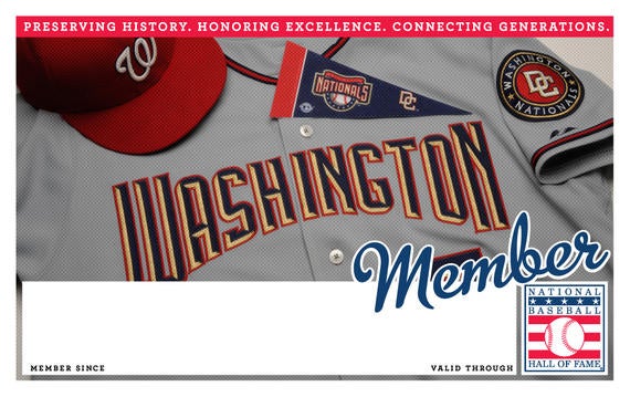 Washington Nationals Hall of Fame Membership program card