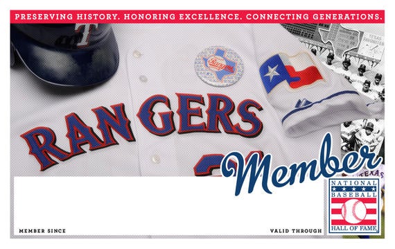 Texas Rangers Hall of Fame Membership program card