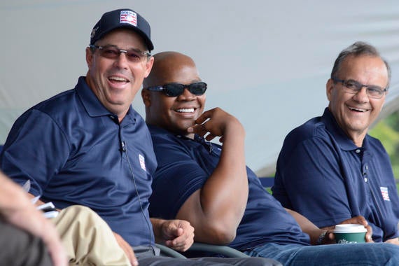 Greg Maddux, Frank Thomas and Joe Torre thrilled fans with tales of their careers during the Legends of the Game Roundtable on July 28, 2014, at the Clark Sports Center. (Milo Stewart Jr./National Baseball Hall of Fame and Museum)
