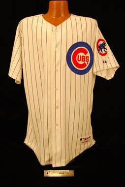 Wearing this Cubs jersey on July 26, 2005, Greg Maddux fanned the Giants’ Omar Vizquel to end the third inning and log his 3,000th career strikeout. That made Maddux just the ninth pitcher to combine that milestone with 300 wins - BL-172-2005 (Milo Stewart Jr./National Baseball Hall of Fame Library)
