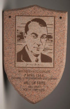 Plaque honoring McNamee by the National Sportscasters and Sportswriters Association Hall of Fame when he was inducted in 1964. B-355.68 (Milo Stewart, Jr. / National Baseball Hall of Fame)