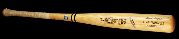 Alan Trammell of the Tigers used this bat to hit two two-run home runs in Game 4 of the 1984 Fall Classic en route to winning World Series MVP honors. - B-453-84 (Milo Stewart, Jr./National Baseball Hall of Fame)