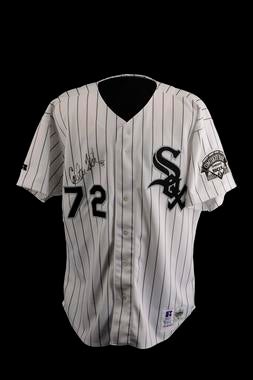 Chicago White Sox jersey worn by Carlton Fisk on June 22, 1993 when he broke the record for games played as catcher - B-67-93 (Milo Stewart Jr./National Baseball Hall of Fame Library)