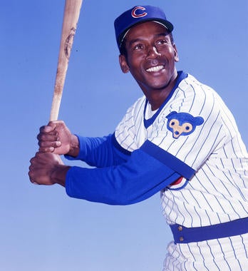 Ernie Banks played 19 years for the Chicago Cubs, leaving behind a legacy of outstanding play and unwavering enthusiasm. Banks redefined the hitting expectations at shortstop with power never before seen at the position. He finished his career with 512 home runs and was elected to the Hall of Fame in 1977. - BL-1972A (Doug McWilliams / National Baseball Hall of Fame Library)