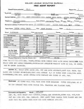 1987 scouting report by Brad Kohler on Craig Biggio. - BL-85.2012 (National Baseball Hall of Fame Library)