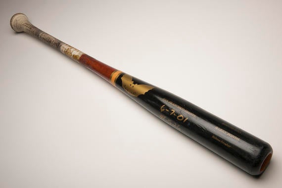Bat used by Barry Bonds to record his 526th career home run on June 7, 2001. B-226.2001 (Milo Stewart, Jr. / National Baseball Hall of Fame)